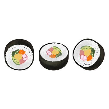 Geleneksel Kore Gıda Gimbap veya Kimbap Logosu