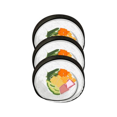 Lezzetli Kore Gimbap veya Kimbap Illustration Logosu