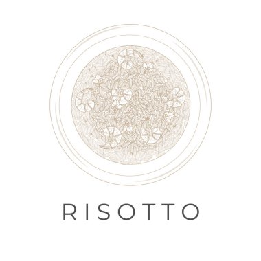 İtalyan Risotto Çizgi Çizgisi Sanat Vektörü İllüstrasyon Logosu