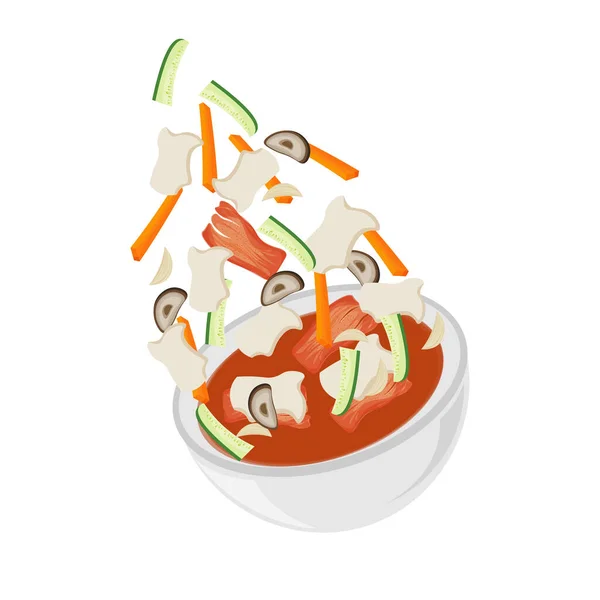 Spicy Kimchi Sujebi Vector Illustration Logo — Stock Vector