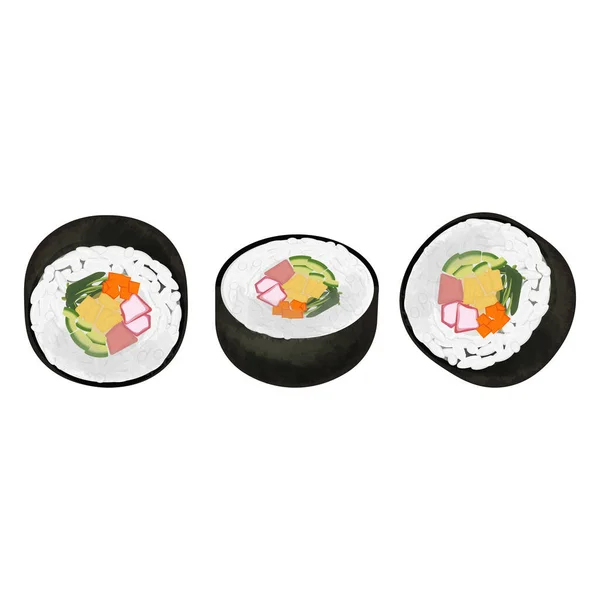 Logo Illustration Des Traditionellen Koreanischen Essens Gimbap Oder Kimbap — Stockvektor