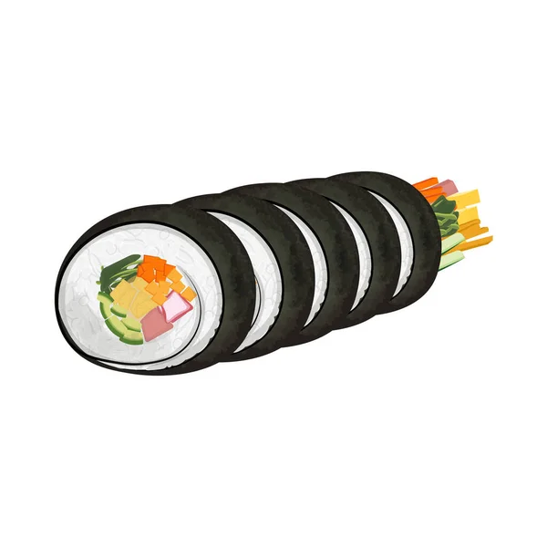 韩国Sushi Gimbap或Kimbap的图解 — 图库矢量图片