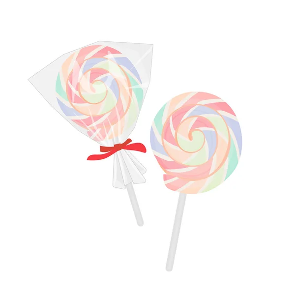 Pastel Gekleurde Lollipop Candy Illustratie Logo — Stockvector
