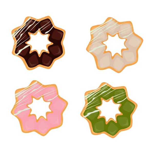 Logo Ilustración Donuts Mochi Japoneses Con Varios Sabores — Archivo Imágenes Vectoriales