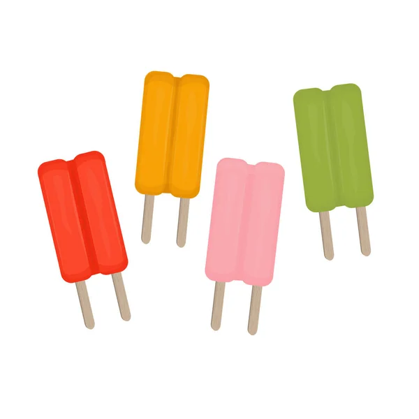 Logo Fresco Ilustración Hielo Paleta Doble Popsicle — Vector de stock