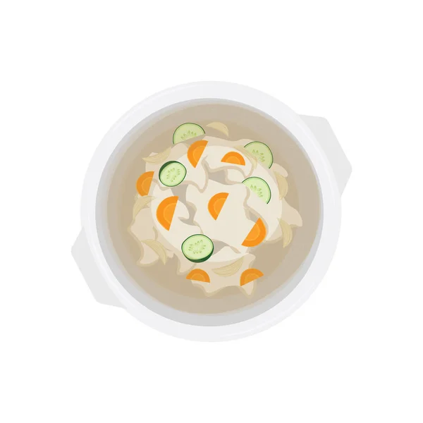 おいしい シェビ ダンプリング スープ ロゴイラスト — ストックベクタ