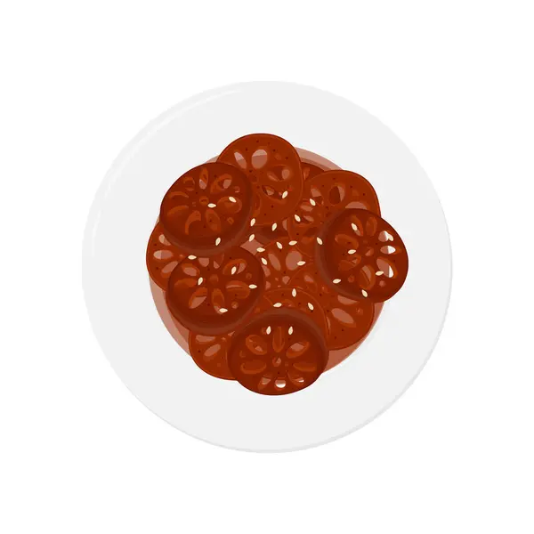 Logo Illustration Korean Food Stir Fried Lotus Root Yeongeunjorim — Image vectorielle