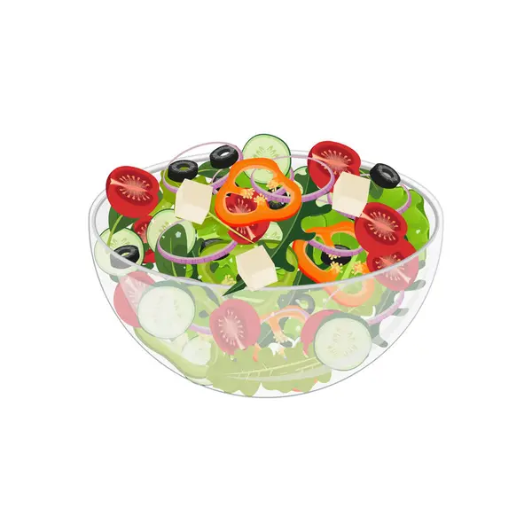 新鮮な野菜サラダのロゴイラスト — ストックベクタ