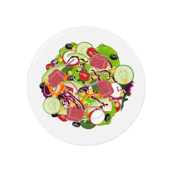 Tuna Fish Salad Vector Illustration Logo — Stock Vector