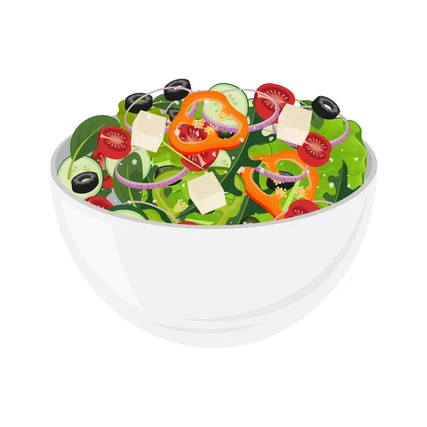 Logo Illustrazione Sana Insalata Alimentare Una Ciotola — Vettoriale Stock