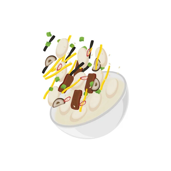 Geleneksel Yemek Tteokguk Kore Pirinç Keki Çorbası Logosu — Stok Vektör