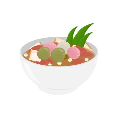 Wedang Ronde ya da Tangyuan 'ın bir kasedeki logosu