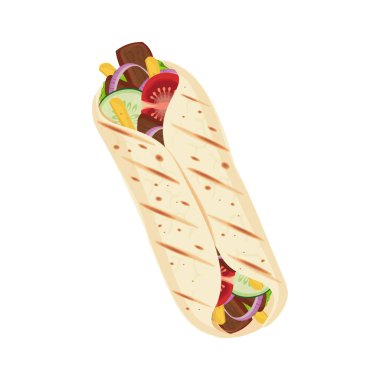 Lezzetli shawarma izole edilmiş çizim logosu