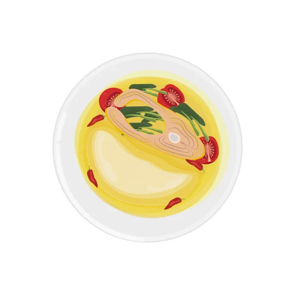 stock vector logo illustration Papeda with yellow fish soup