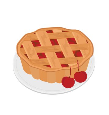 Lezzetli vişneli turta vektör çizim logosu