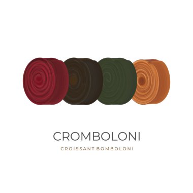 Cromboloni Kruvasan Bombolonisi ya da New York Roll 'un çeşitli renklerde logosu