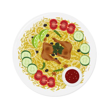Tavuk kebuli pilavının logosu veya Nasi kebuli Ayam