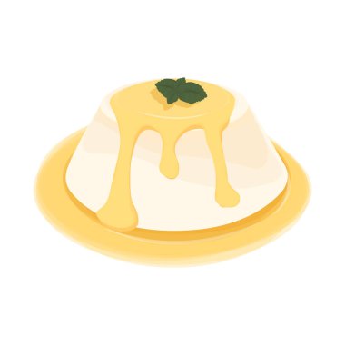 Logo Illustration vektörü Lemon Panna cotta tatlı