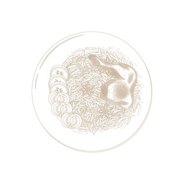 Basit bir çizginin logosu. Nasi kebuli veya kebuli pilavı.