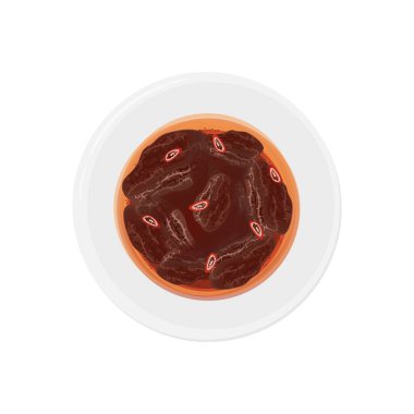 Üst Görünüm Beef Rendang Vektör İllüstrasyon Logosu