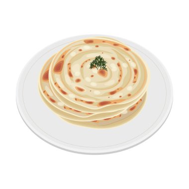 Düz Ekmek Parotta Paratha ya da Canai Vektör illüstrasyon logosu
