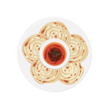Üst Görünüm Parotta Paratha veya Canai Vektör illüstrasyon logosu