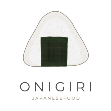 Basit çizgi film onigiri vektör illüstrasyon logosu