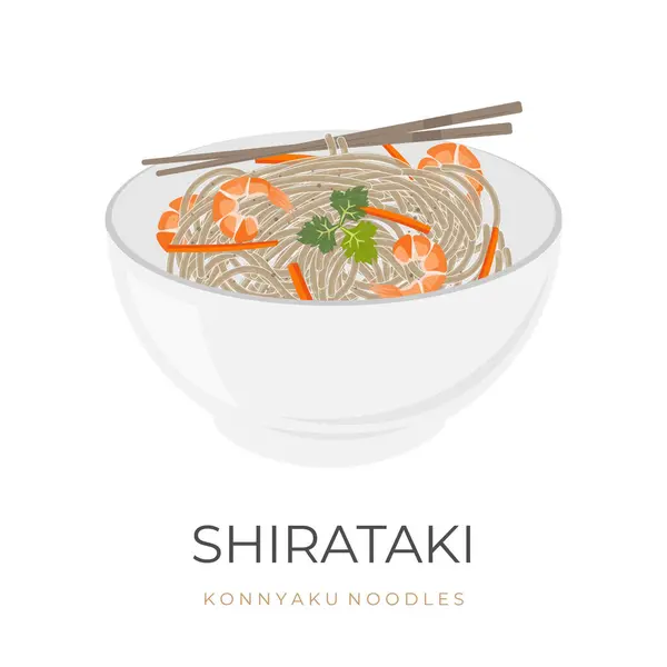Pad Thai shirataki veya shirataki noodles vektör illüstrasyon logosu