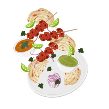 Vektör illüstrasyon logosu havalanma paratha ve tavuk tandır.