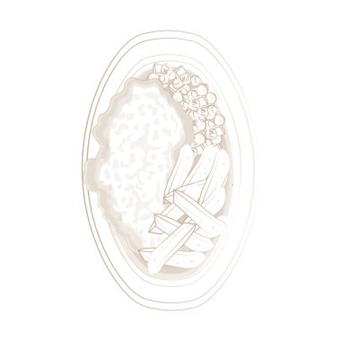 Vektör illüstrasyon logosu Basit çizgi sanat Çıtır Tavuk Bifteği