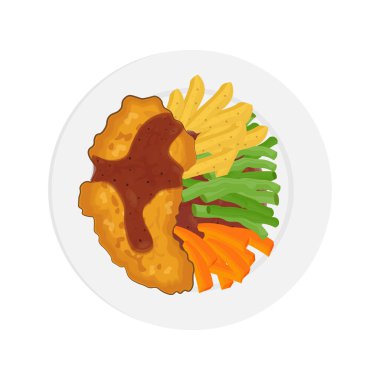 Vektör illüstrasyon logosu Üst Manzara Karabiber soslu çıtır tavuk bifteği 