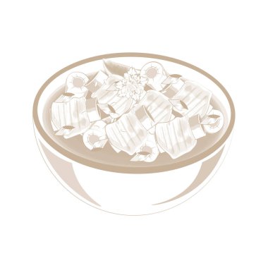 Basit çizgi sanatı Kore yemeği Galbi Jim haşlanmış Kısa Kaburga vektör logosu