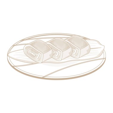 Logo illüstrasyon vektör hattı sanat tamagoyaki Japon omleti