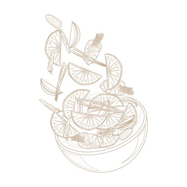 Vektör Illustration Logo Hattı Sanat Dongchimi Turp Suyu Kimchi