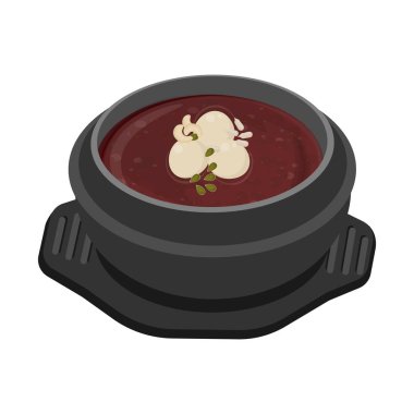 Vektör illüstrasyon logosu Koreli Red Bean Lapa patjuk ile bir ttukbaegi üzerinde pirinç keki