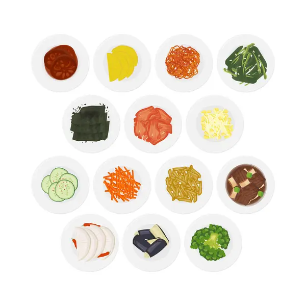 ベクトルイラストロゴ 韓国料理バンチャン各種 ロイヤリティフリーストックベクター