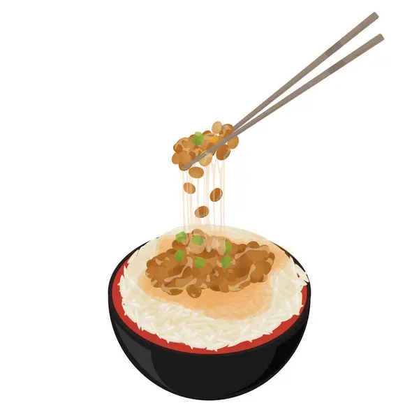 米と納豆のロゴベクターイラスト ストックベクター