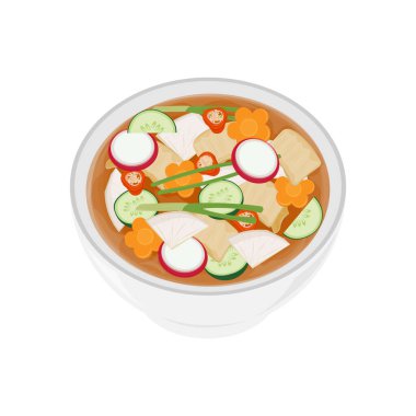 Vector Illustration logosu nabak kimchi ya da kase üzerinde Kore su kimchisi.