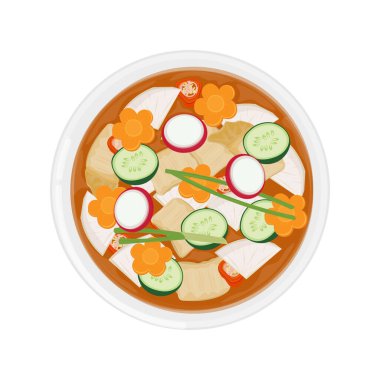 Vektör Illustration logosu Üst Manzara nabak kimchi veya Kore su kimchi 'si