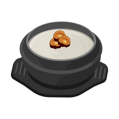 Vektör illüstrasyon logosu Bir Ttukbaegi üzerinde çam fıstığı lapası jatjuk