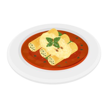 Tabakta vektör illüstrasyon logosu Clip Art Pasta Cannelloni ricotta
