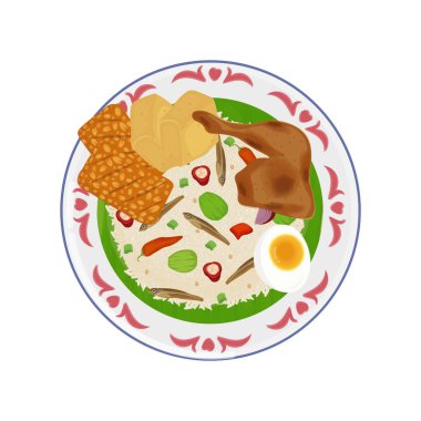 Vektör illüstrasyon logosu Clip Art Top View Nasi Liwet Sunda