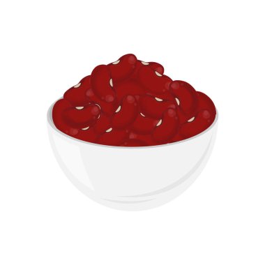 Vektör illüstrasyon logosu. Klip sanatı. Kırmızı fasulye ya da kasedeki böbrek fasulyesi.