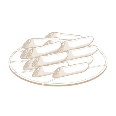 Vektör Illustration Logo Hattı Sanat Silindirli Pirinç Keki Garaetteok