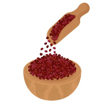 Vector Illustration Logo Clip Art Sumac Tahta bir kâse üzerinde tohumlar