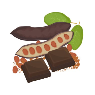 Vector Illustration Logo Clip Art Carob Pods ve Carob Chocolate 