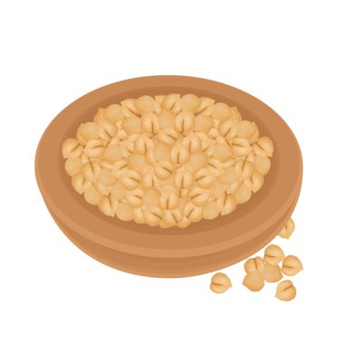 Vector Illustration Logosu Tahta Tabakta Kaynamış Nohut