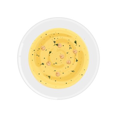 Vektör İllüstrasyon Logosu Clipart Üst Görünüm Vegan Humusu