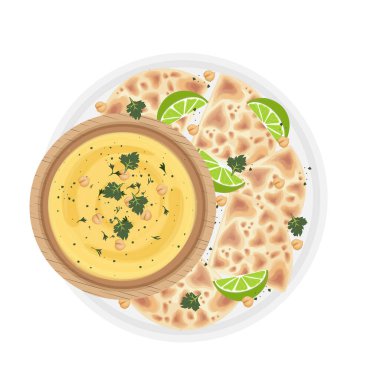 Vector Illustration Logo Clipart Ev Yapımı Nohut ve Pita Ekmeği