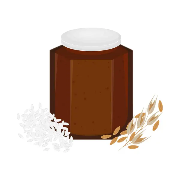 stock vector Vector Illustration Logo Clipart Korean Black Syrup or Ssal Jocheong Rice Cake Syrup on a Jar